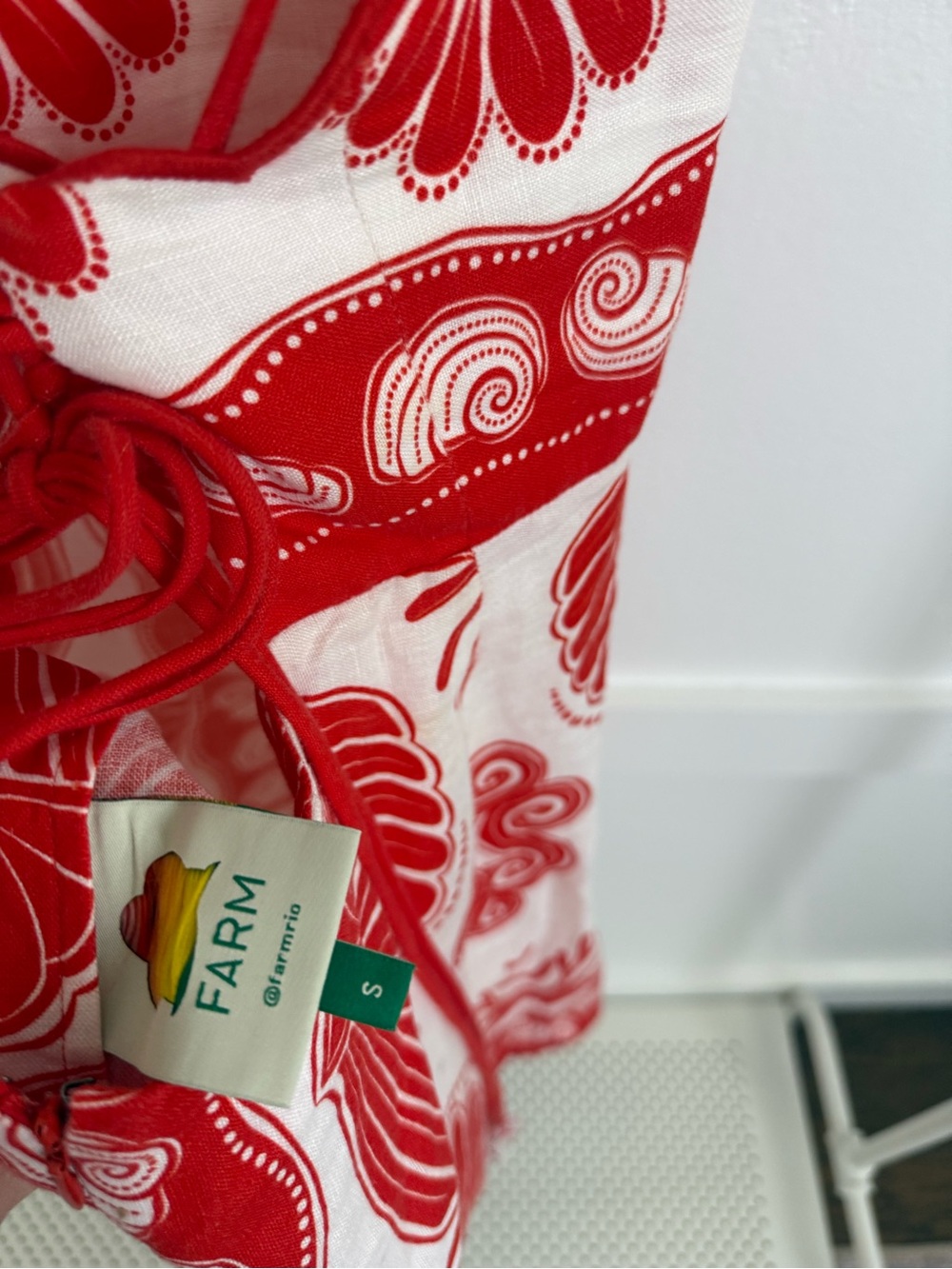 Farm Rio Red Shell Print Linen Mini Dress - Picture 2 of 5